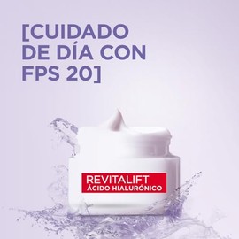 LOral Paris Rutina facial hidratante Revitalift cido Hialurnico (2 piezas) Crema de da FPS20 50ml  Crema de noche 50ml. Hidrata y rellena lneas de... 