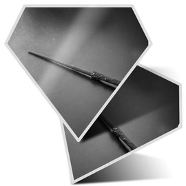 2 x Diamond Stickers 7.5 cm BW - Magic Wizarding World Elder Wand Fun Decals for Laptops,Tablets,Luggage,Scrap Booking,Fridges, 37046