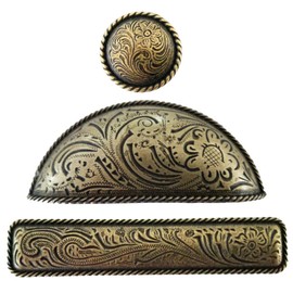 GENUINE TEXAS BRAND Set of 6 Americana Drawer Handles in Antique Brass