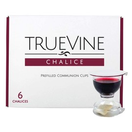 TrueVine Chalice Communion Cups and Wafer Set - Prefilled Cups w/Fresh Unleavened Bread & Grape Juice - Carefully Packaged & Easy to Open Elements for your Church Services, Fits in Trays (6 Count)