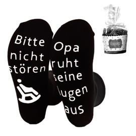 HJDJBD Vatertagsgeschenk Opa,Lustige Opa Geschenk Socken,Socken mit Spruch Bitte nicht Storen Opa ruht Seine Augen aus,Geburtstag Geschenk Mann Rentner Papa socken,Vater Geschenkideen Weihnachten