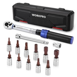 WORKPRO 1/4-inch Drive Click Torque Wrench, Inch Pound Bike Torque Wrench Set, Dual-Range 20-240 in.lb / 2.3-27.1 N.m, Lightweight Aluminum Handle, 72-Tooth, 14 Pcs, Precision for Bicycle Maintenance
