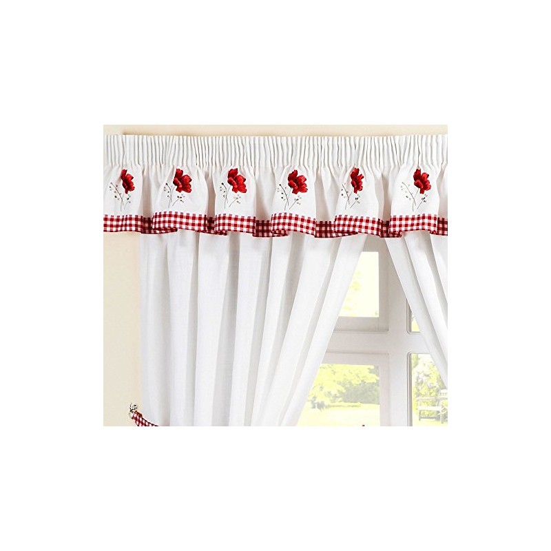 HomeSpace Direct Poppies Pencil Pleat Kitchen Pelmet 136 x 10