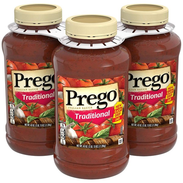 Prego Pasta Sauce, Traditional Italian Tomato Sauce, 45 Ounce, Pack of 3