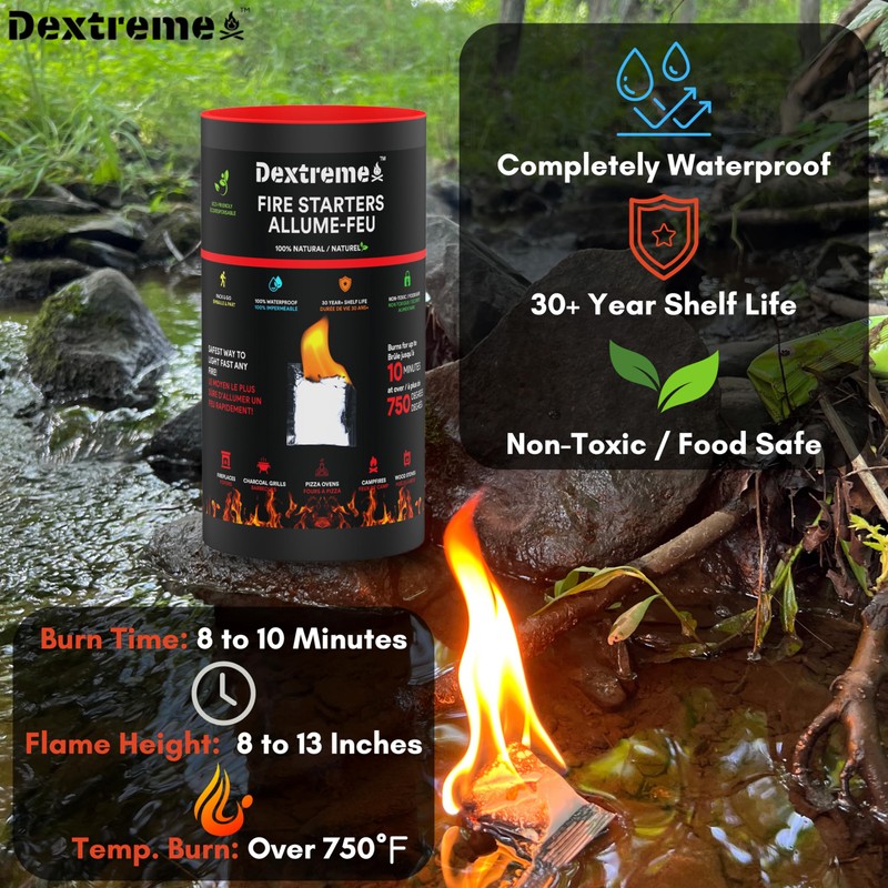 Dextreme Quick Instant Fire Starter - Waterproof All-Purpose Indoor &