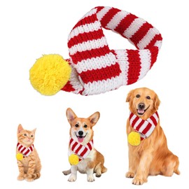ZTA Dog Knitted Scarf for Dogs Cats Santa Red White Scarf Winter Neck Warmer Pet Apparel Costume (Large)