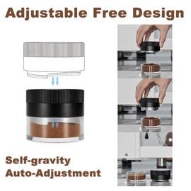 Sesama Espresso Distributor 53MM Coffee Distribution Tool, Self-Gravity Adaptive Heigth New Version Espresso Distributor Compatible with all 53MM Espresso Portafilter, Compatible with 54MM Breville Bottomless Portafilter