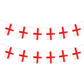 St Georges Day Decorations, 5m England Flag with 21cm X 14cm Flags, St Georges Flag Perfect for St. Georges Day Euros Cup and Independence Day Celebrations