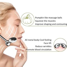 Face Roller and Gua Sha Set, Metal Face Massager Gua Sha Massage Tool for Face Neck Eye Body Skin Care, Facial Roller for Women