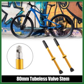 Motoforti 2pcs Aluminum Alloy 80mm Bike Tubeless Valve Stems Gold Tone Long-lasting