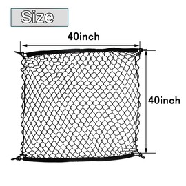 Premium Quality Adjustable Elastic Cargo Net Universal Stretchable Truck Net with Hooks,Storage bag for Car, SUV, Truck, Pickup Trucks Black 40x40in