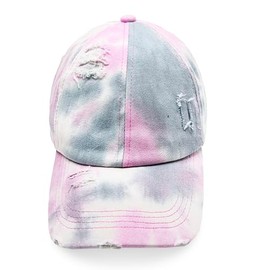 Gloop Women's Baseball Cap with Batik Pattern Summer Cool Visor Cap Women with Batik Pattern Velcro Adjustable Batic Dye Baseball Cap, Pink grey, Unit size