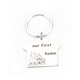 Adorable Stainless Steel House Shaped Keychain with 'our First Home' Pendant, Perfect Keychain Accessories for Couples and New Home Gifts. Cute Keychain for Keys, Ideal Good Luck Gifts for Women