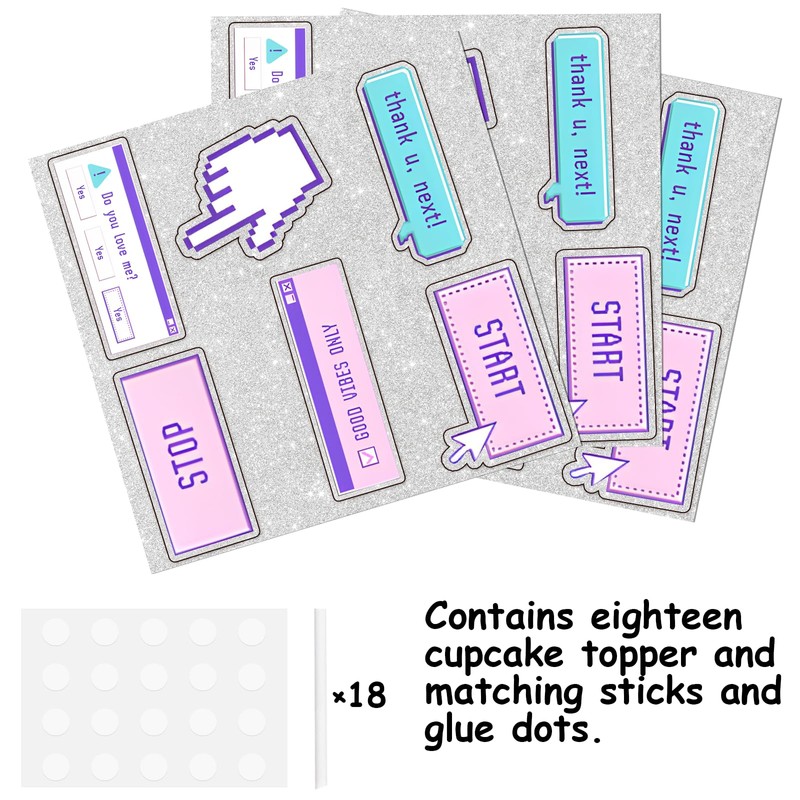 Dessert Cupcake Topper Intelligence Computer Tips Theme Decorations Boy Girl