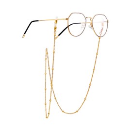 ChainsPro Glasses Chain Stainless Steel Women Men Glasses Straps Adjustable 3.5 mm Wide Pearl Chain Mask Chain Accessories for Sunglasses 71 cm, Stainless Steel