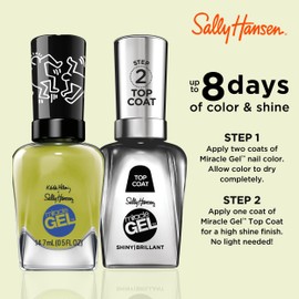 Sally Hansen Miracle Gel Keith Haring Salon Quality Nail Polish | Gel-Like Formula, Two-Step System, No UV Light Needed, Long Lasting | Opaque, Glossy | 920 Go Figures | Bright Olive Green Nail Polish