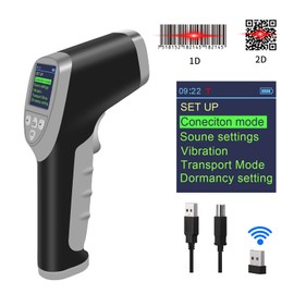QR Bluetooth Wireless Barcode Scanner with Screen Set Up Via Button, Symcode 2D Handheld Bar Code Reader Scanner Cordless Automatic Handheld Bar Code Scanner with TFT Color LCD Screen