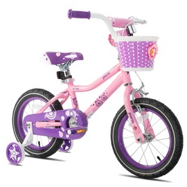 JOYSTAR 14 Inch Girls Bike for 3 4 5 Years Old Kids Toddler Bike with Training Wheels Basket and Training Wheels Birthday Gift Children's Bicycle Pink