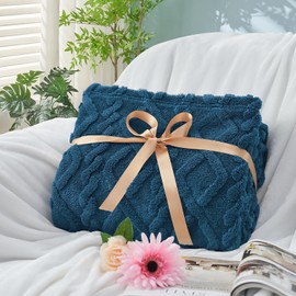 KMUSET Navy Fleece Throw Blanket Twin Size,Super Soft Fuzzy Cozy Blue Blanket for Men and Women