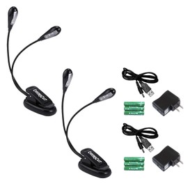 ChromaCast CC-L2 Adjustable Clip-On Dual Head LED Light 2 Pack | Bright Lighting for Music Stands, Reading, and Workspaces | Portable, Flexible Arms, Energy Efficient