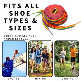 Pack of 2 Rainbow Shoelaces 120 cm Rainbow Flat Shoelaces for Gay Pride Rainbow Shoelaces for Adults Women Men Children Trainers Sports Shoes Accessories (0.8 cm), rainbow