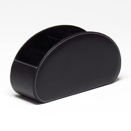 TV Remote Control Holder, Bedside Table/Desk Organizer, 3 Colour Options, PU Leather Makeup Brush/Accessories/Pen/Pencil/Eyeglass Storage Box, AC/Heater/Media Controller Caddy, 5 Compartments (Black)