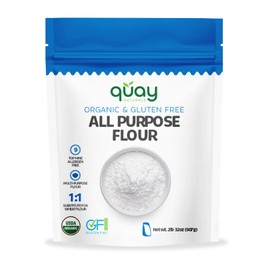 Quay Naturals Organic Gluten Free All Purpose Baking Flour - 2 lbs, No Grit, 1:1 Wheat Substitution, Dairy Free, Non-GMO, Kosher, Made in USA