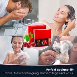 Panu Soaps Cherry - Vegan Shower Soap for All Skin Types - Natural Soap as Solid Shower Gel and Solid Shampoo - Premium Soap Bar - Natural Shower Chunk as Solid Shower Gel