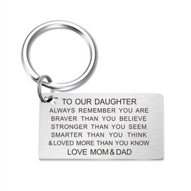 TGCNQ Our Daughter Gifts from Mom and Dad, Inspirational Key Ring You are Braver Loved than You Believe Keychain