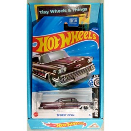 Hot Wheels '58 Chevy Impala HYX38 Rod Squad Met. Black/Purple 8/10 WhiteWalls
