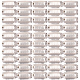 YTBYT-50 pinzas para extensiones de cabello, 32 mm, 9 dientes, pinzas para peluca, pinzas para el cabello con broche de presión de metal, con respaldo de silicona de goma para pelucas, accesorios para