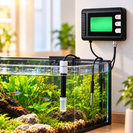 Digital pH and Temperature Monitor for Aquarium & Water Testing – 2-in-1 LCD Meter with Replaceable pH Probe, ATC and Backlight (No Tripod)