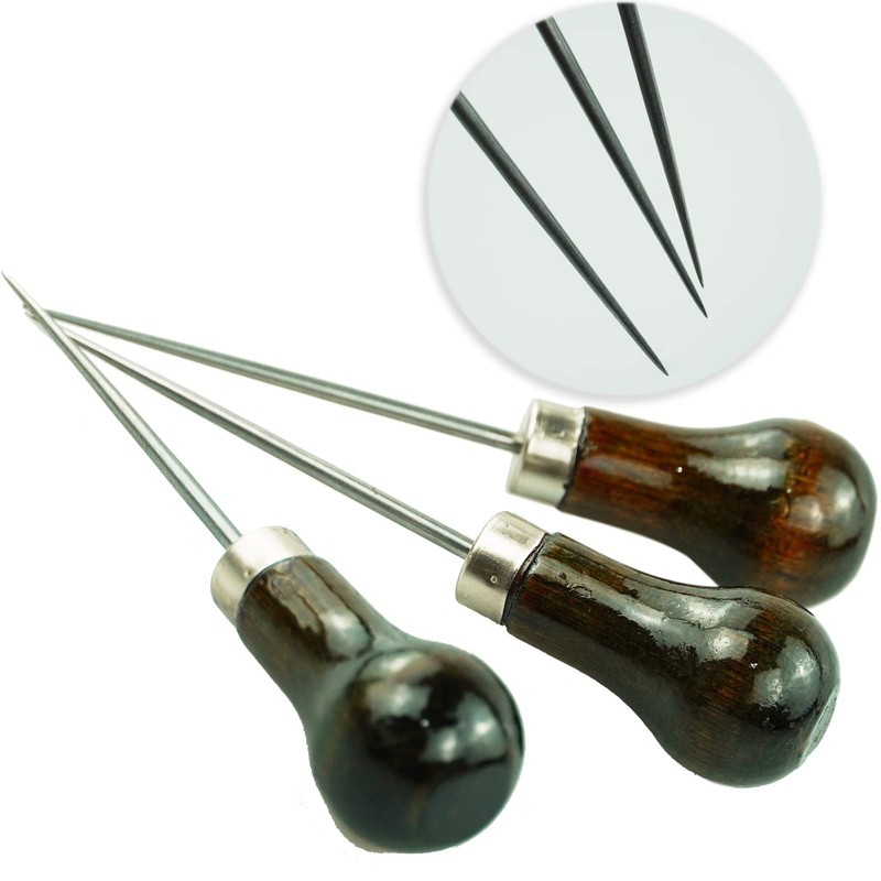 SZCXDKJ 3Pack Awl, Gourd Shape Awl Tailors Awl Wood Handle