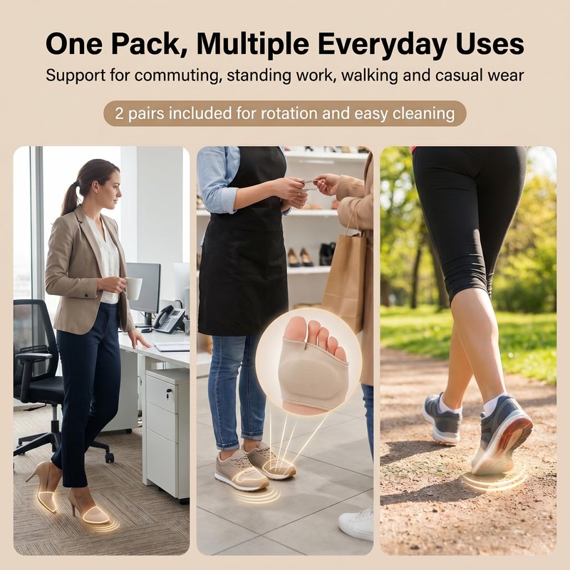 Metatarsal Pads, Ball of Foot Cushions, L Size, Skin Color,