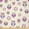 Lunarable Owls Fabric by The Yard, Owl Cartoon Pattern Feminine