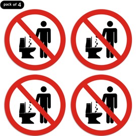 dealzEpic - Do Not Litter in Toilet/Do not Throw Trash in the Toilet Sign - Self Adhesive Peel and Stick Waterproof Vinyl Decal - 3.94 inches in Diameter | Pack of 4 Pcs