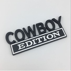1PC Metal Word Cowboy Edition Car Truck 3D Letter Emblem Badge Sticker Decal (Black and White)