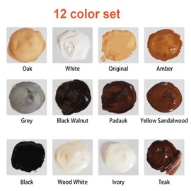 Wood Furniture Repair Kit,12 Colors Hardwood Laminate Floor Repair Kit Wood Filler,Floor Scratch Repair,Cabinet Touch Up Kit Repair Scratch Cracks Hole Discoloration for Wooden Door Floor Table