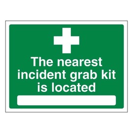 Bleedsave The Nearest Incident Grab Kit Is Located 200 x 150 mm - 1mm Rigid Plastic Safety Sign