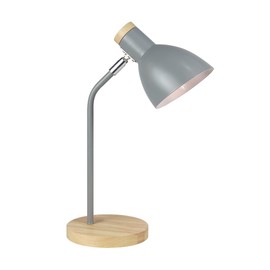 Lampwell Helle Office Desk Lamp for Home Office,Grey Adjustable Desk Lamp for Bedrooms,Wood Desk Lamp for Desk,Kids Desk Lamp for Girls,Student Desk Lamp for Dorm,9.69×5.91×H14.88IN,Bulb Excluded