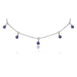 Iolite Bead Drop Choker in Stainless Steel