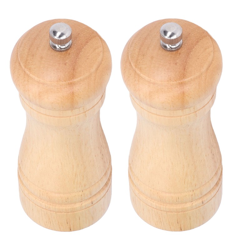 2pcs Wood Salt and Pepper Grinder Adjustable Coarseness Wooden Pepper