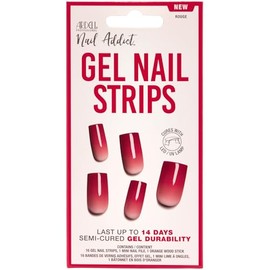 Ardell Nail Addict Gel Nail Strips - Rouge, Cures with LED/UV Lamp, Lasts Up To 14 Days, 1-pack
