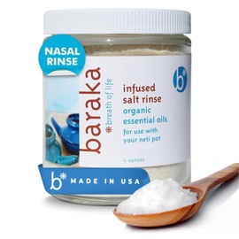 Baraka Infused Sea Salt - Neti Pot Salt for Sinus Rinse & Nose Cleaner, Essential Oil Infused Neti Salt, Nasal Salt w/Virginia Cedarwood, Palmarosa, Green Myrtle, Fir Balsam & Rosemary, 4 oz (1 Pack)