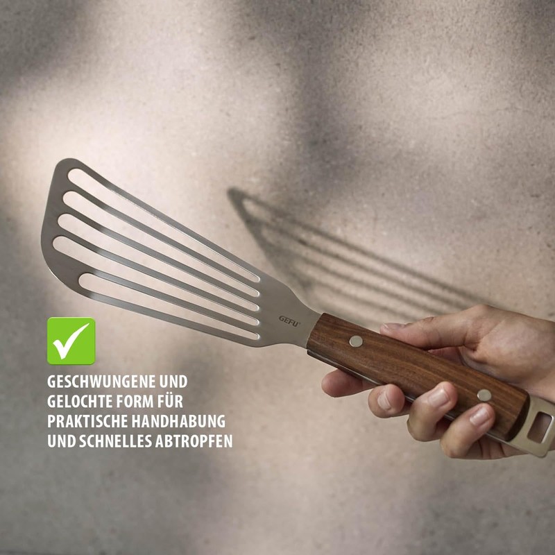 GEFU Madero Spatula Flat Kitchen Turner with Stainless Steel Surface