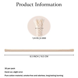 1/4" Round Cotton Kerosene Oil Lamp Wicks Burner，Replacement Parts for Small Oil Lamp Alcohol or DIY Oil Lamps Burner Lantern Wick (30 Pcs)