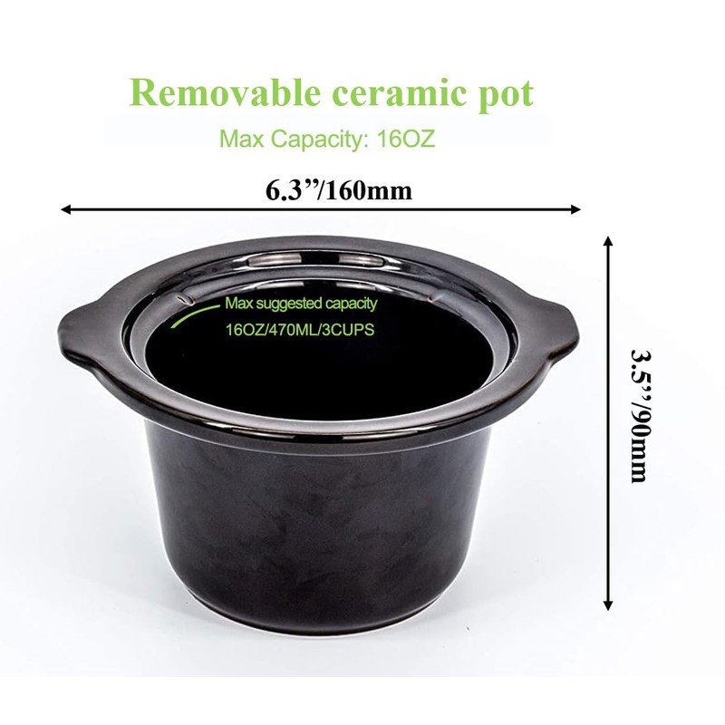 0.65-qt mini Round Slow Cooker, Fondue Melting Pot Warmer with