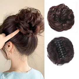 HAPVITAL Bun Wig, Wig, Hair Ornament, Hair Ornament, Bundle, Kimono, Chignon, Part, Volume Up, Point Wig, Perfect Hairstyle, Stylish, Wedding, Nature, Easy, Coming-of-Age Ceremony, Dark Brown