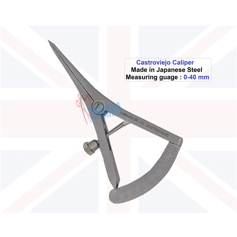 Zamaha UK Castroviejo Caliper Range 0-40MM with Straight Tip, Stainless
