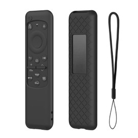 LJFLYXRI Silicone Remote Case Compatible for Smart TV 2023 BN59-01432A Anti-Fall Shockproof Silicone Protective Case with Lanyard,Solar Cell Remote Control Cover (Black)